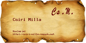 Csiri Milla névjegykártya